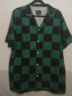Steady Hands Checkerboard Short-Sleeve Button-Down Shirt - Black & Green